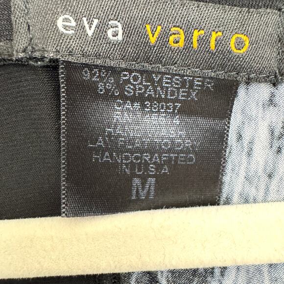 Eva Varro Womens Tunic Top Blouse Size M Artsy Abstract Stretch Office Black - Picture 2 of 4